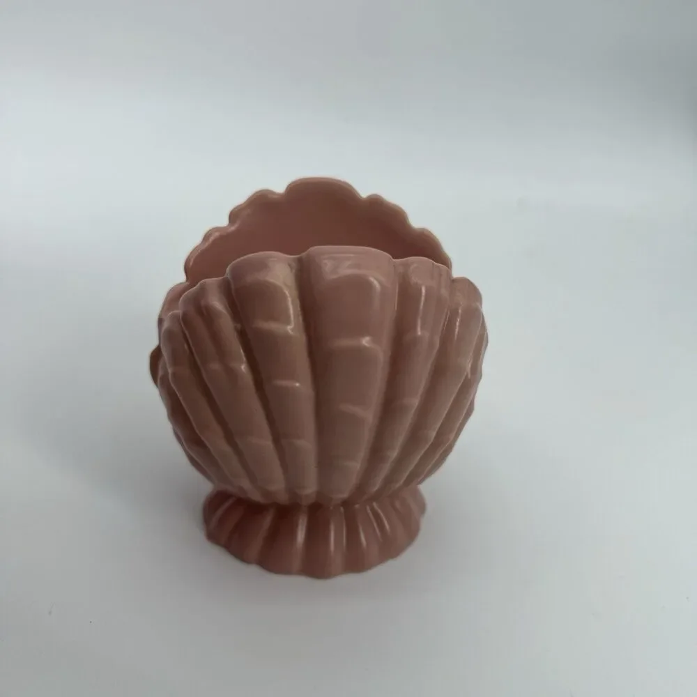Abingdon Pottery Seashell Clamshell Pink Candle Holder USA Decor